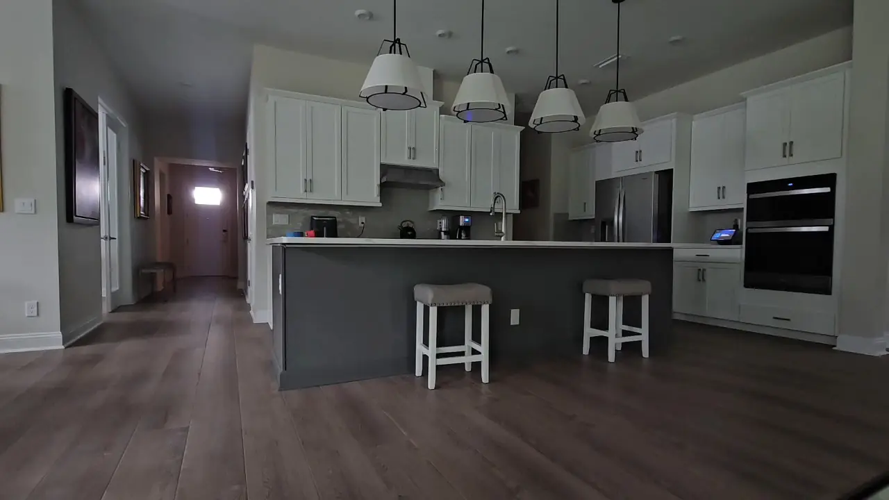 The kitchen the moment the lighting switches on